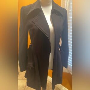LIKE NEW | Marciano | Women's Black Midi Length Fit & Flair Dress Coat Jacket
